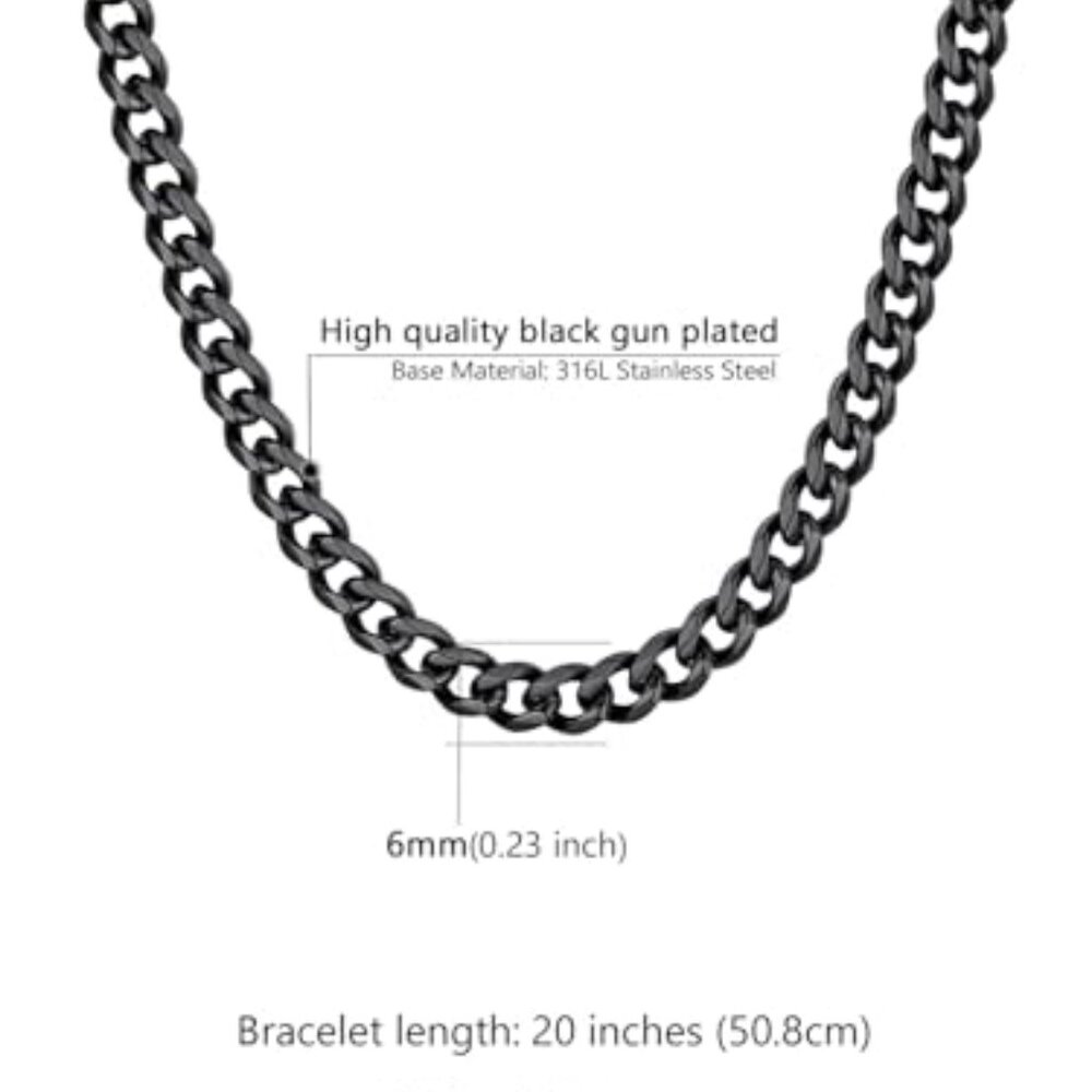 Stainless Steel Cuban Link Chain Necklace Classic Durable Minimalist Gift - Picture 6 of 8
